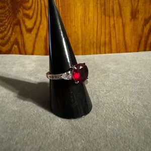 Ring Bomb Party RBP2116 Large Round LC Garnet Rhodium Plated Ring